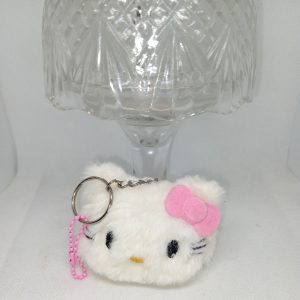 Hello Kitty Fuzzy Plush Keyring Keychain with Pink Bow