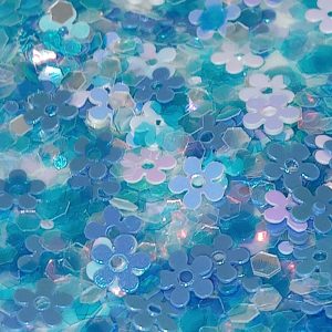 Kawaii Blue Iridescent Flower Glitter Sparkle Mix