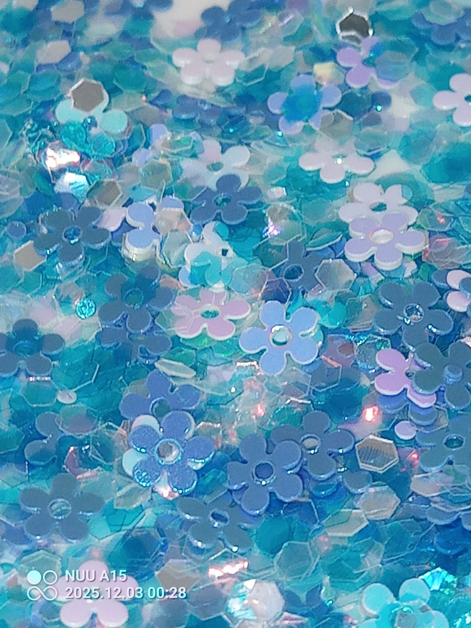 Kawaii Blue Iridescent Flower Glitter Sparkle Mix