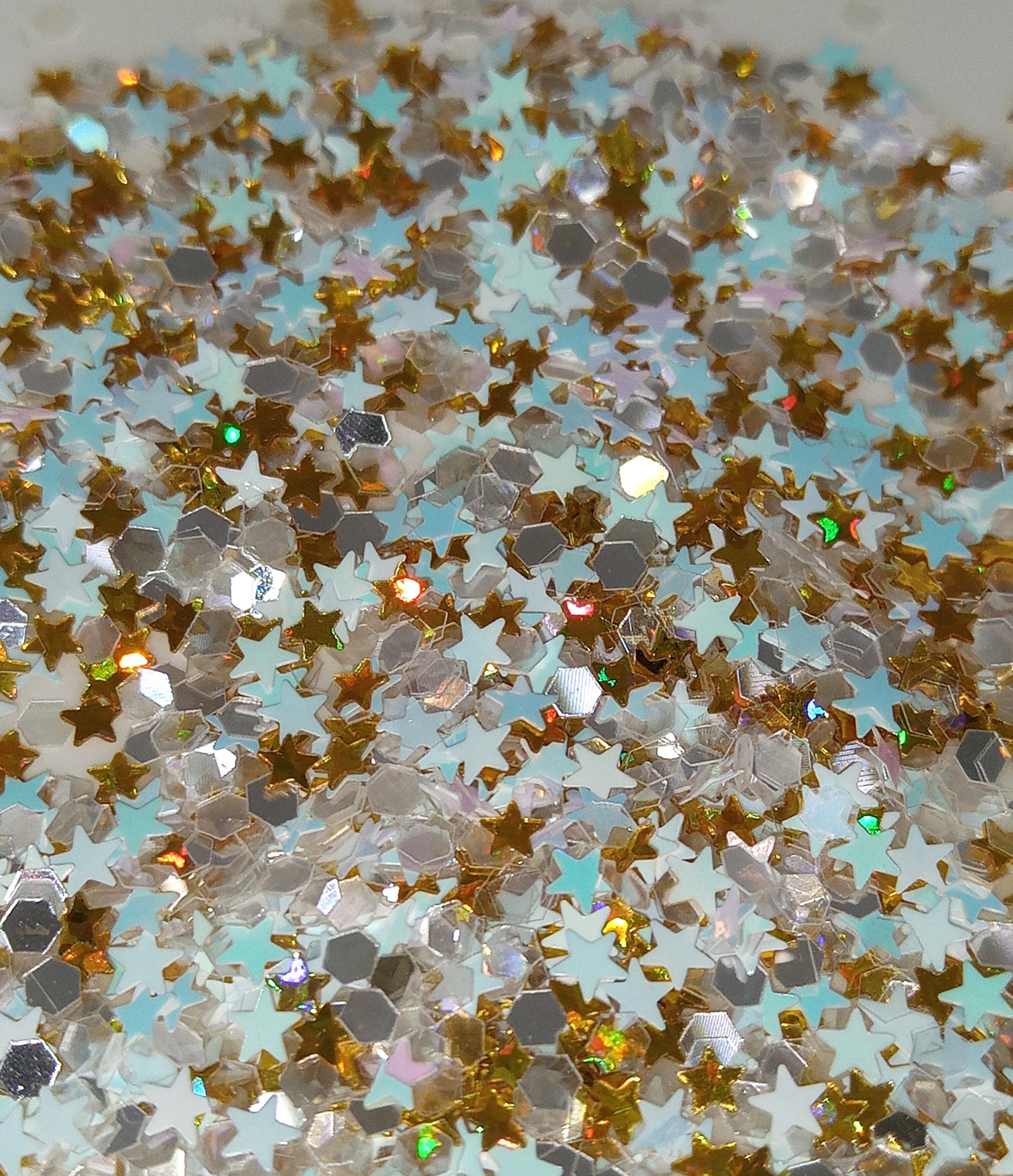 Kawaii Star Confetti Glitter Gold, White & Holographic Mix