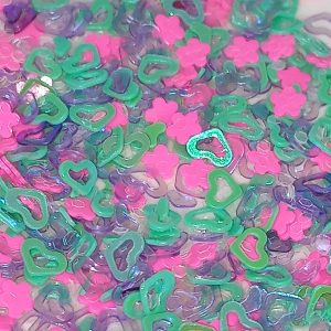 Kawaii Heart & Flower Confetti Glitter Mix Bottle Shaker for Crafts