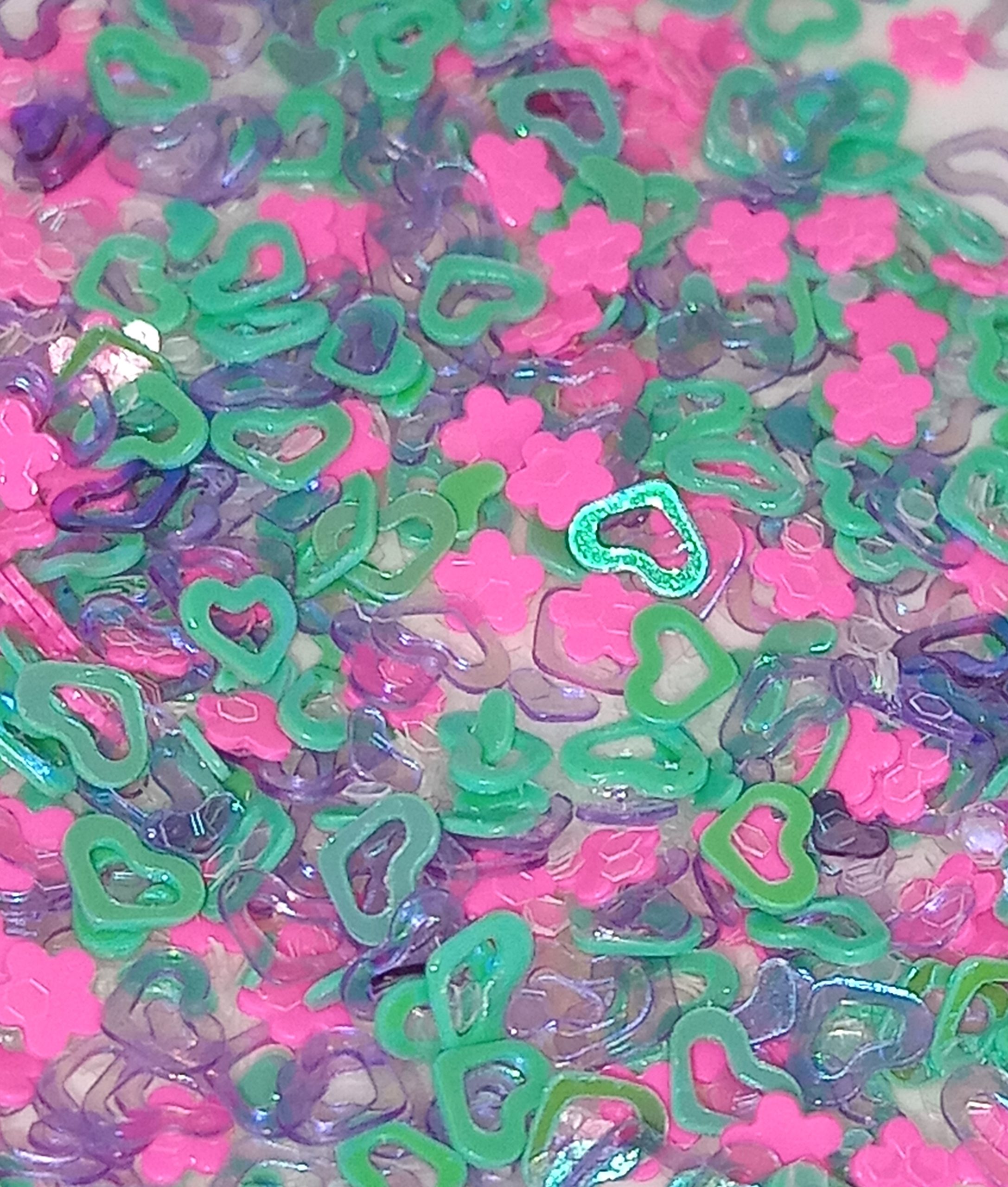 Kawaii Heart & Flower Confetti Glitter Mix Bottle Shaker for Crafts