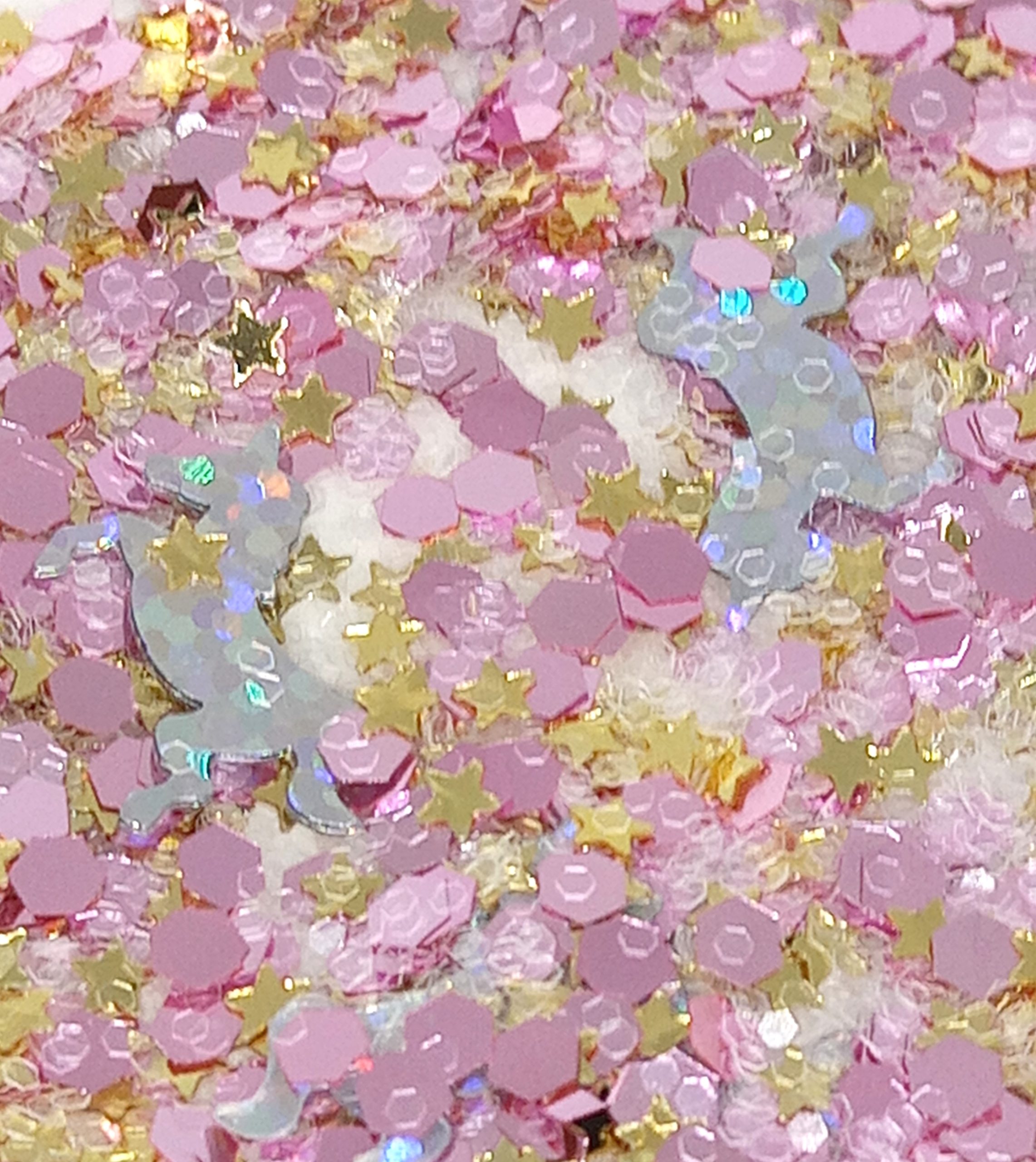 Kawaii Silver Unicorn & Star Confetti Glitter Shaker