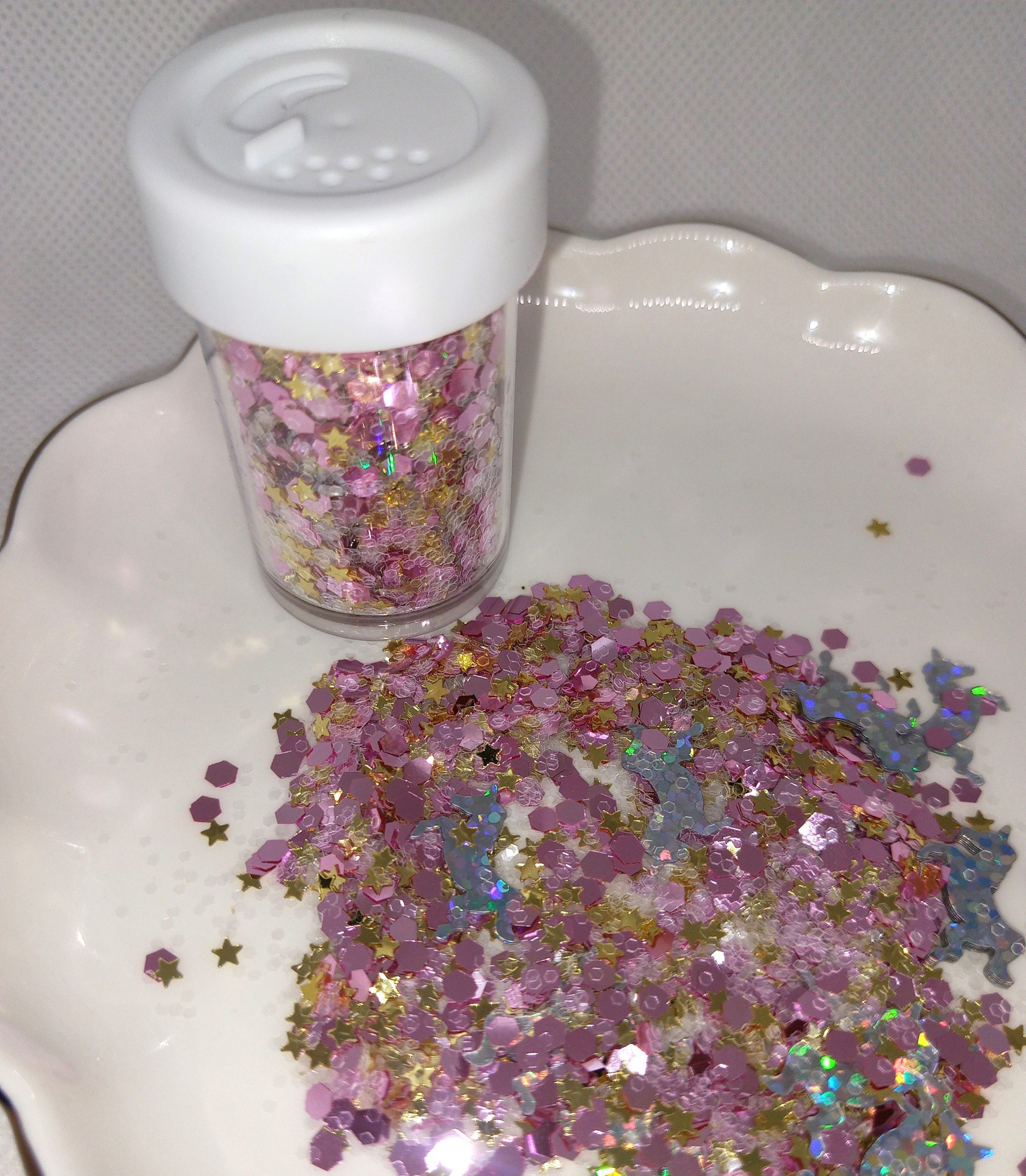 Kawaii Silver Unicorn & Star Confetti Glitter Shaker - Image 2