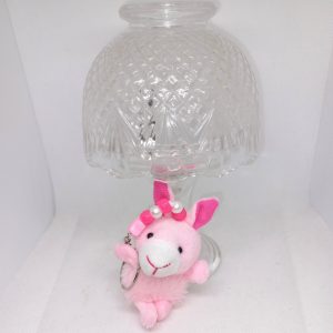 Pink And White Bunny Keychain Fluffy Rabbit Keyring with Beads