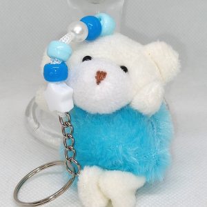 Kawaii Blue Polar Bear Plush Keychain Cute Fuzzy Bag Charm