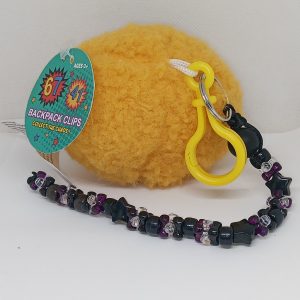 Back view of Number 67 plush backpack clip