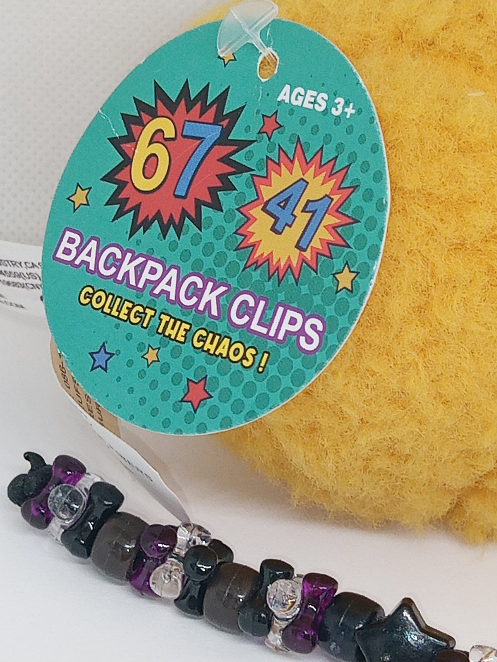 Number 67 plush backpack clip with original tag
