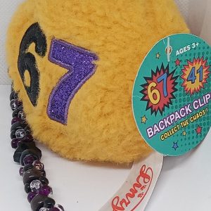 side view of 67 plush keychain