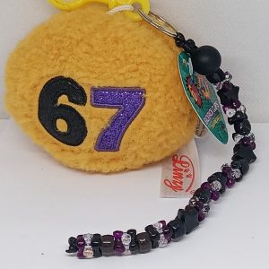 Number 67 plush backpack clip